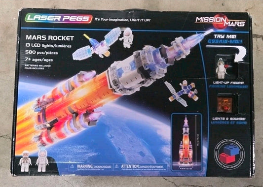 Laser Pegs Mars Rocket Interlocking Blocks Light Up Playset New 580 Pieces